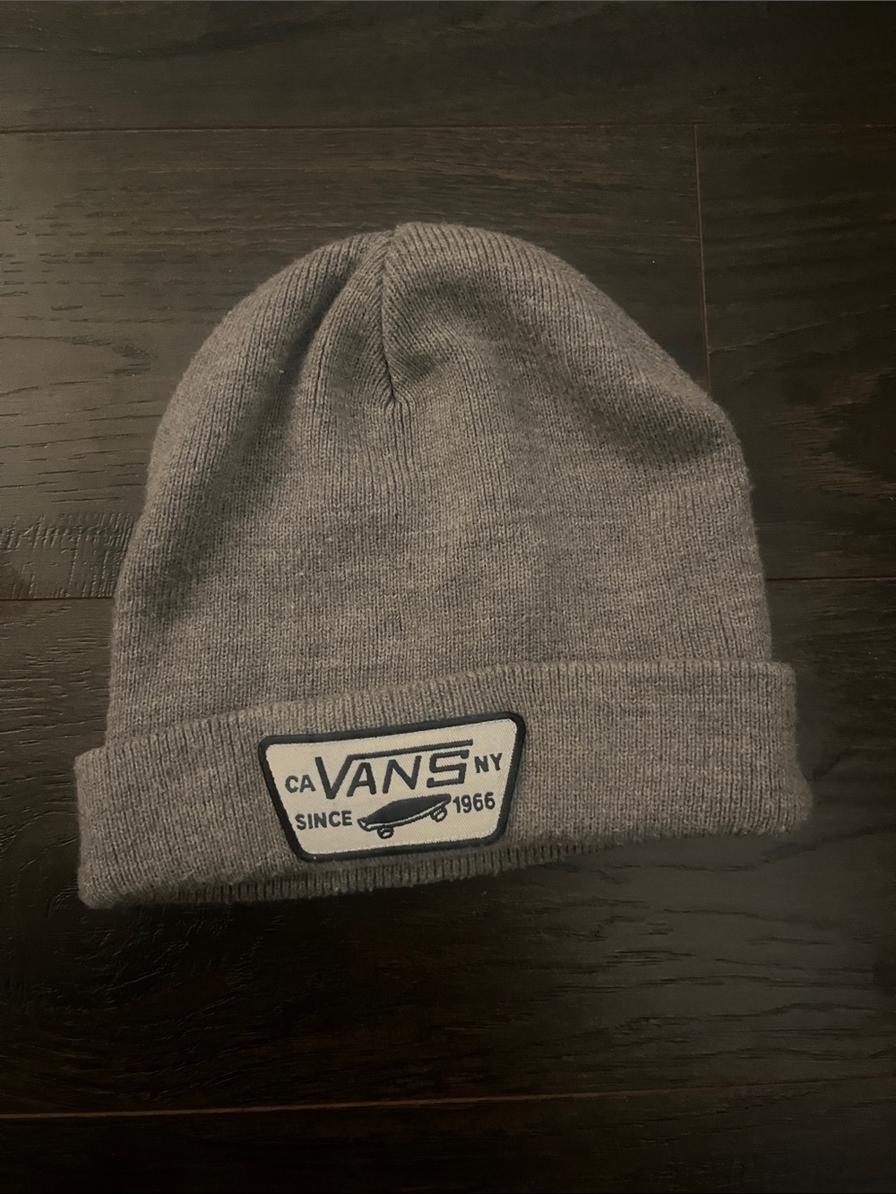 Vans Gray Knit Beanie with Logo Patch
